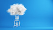© Sashkin - Stair With Fluffy Cloud Isolated on blue background. 3D rendering