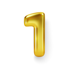 Wall Mural - golden number balloon 1 one. vector realistic 3d character