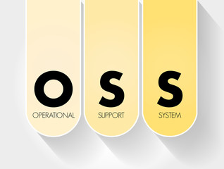 Aufkleber - oss - operational support system acronym, technology concept background