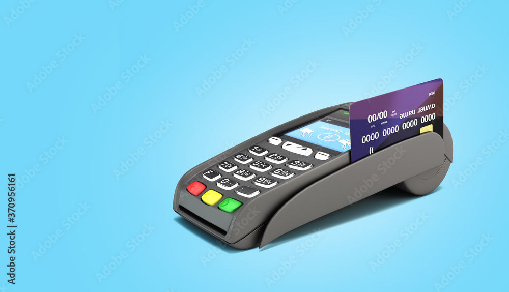 contactless payment by credit card through the terminal 3d render on ...