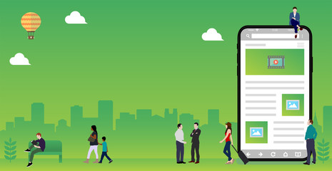 Wall Mural - smartphone (internet, online network , global communication ) and technology vector banner illustrat