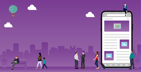 Wall Mural - smartphone (internet, online network , global communication ) and technology vector banner illustrat