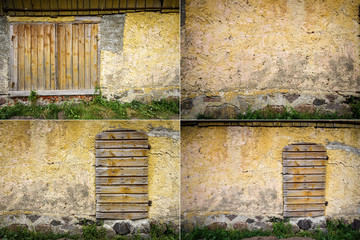 Collection of images with old yellow wall