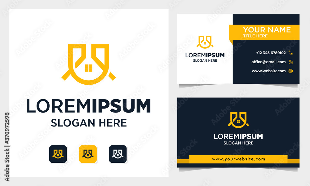 Real Estate Logo Design with Letter U initial and business card ...