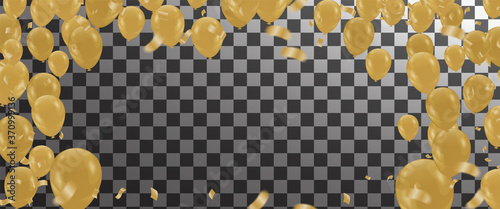 Fotografía Gold color Celebration party banner with Gold balloons confetti background