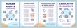 Human rights brochure template. Three generations and evolution. Flyer, booklet, leaflet print, cover design with linear icons. Vector layouts for magazines, annual reports, advertising posters