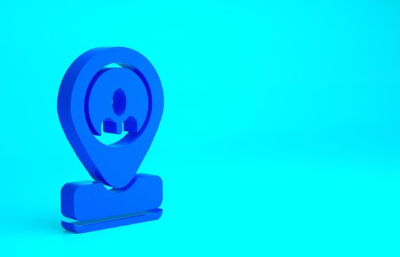 Blue Worker location icon isolated on blue background. Minimalism concept. 3d illustration 3D render.