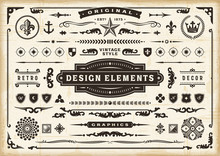 Vintage Original Design Elements Set. Editable EPS10 Vector Illustration In Retro Style With Transparency.