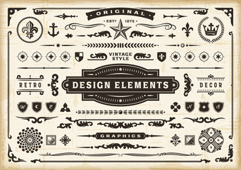 vintage original design elements set. editable eps10 vector illustration in retro style with transpa