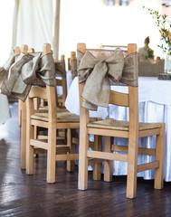 Wall Mural - wooden chairs in a restaurant