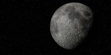 Fototapeta Kosmos - moon background. half a moon in a black starry sky. 3D illustration