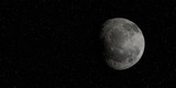Fototapeta Kosmos - moon background. half a moon in a black starry sky. 3D illustration