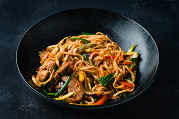 Canvas Print - buckwheat noodles with meat