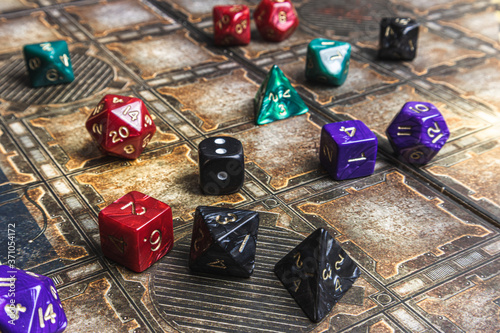 Role playing dice. Dungeons and Dragons style dice.