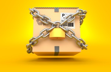 Poster - Package with chain and padlock