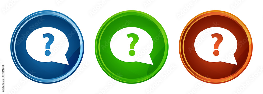 Question mark bubble icon stylish round button set glass design Stock ...