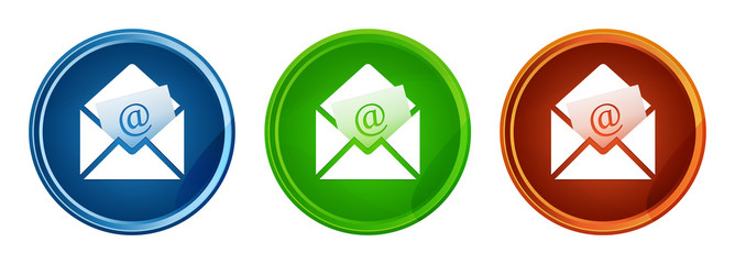 Wall Mural - Newsletter email icon stylish round button set glass design