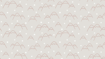 Seamless vector pattern with mountains and stars in cute scandinavian boho style