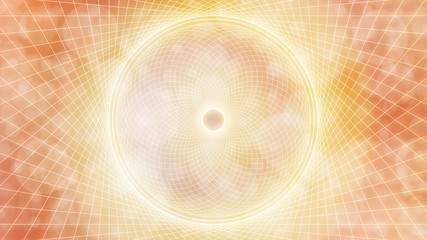 Wall Mural - Golden yellow/orange abstract line art sacred geometry circles textured bokeh background