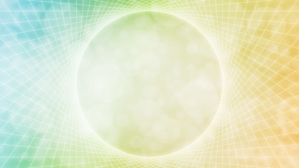 Wall Mural - Yellow, grreen, blue abstract line art sacred geometry, vortex frame, textured bokeh background