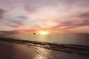 African sunset at Maputo beach in Mozambique