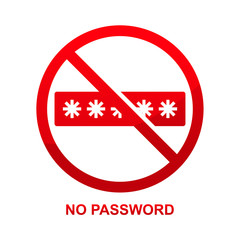 No password sign isolated on white background vector illustration.