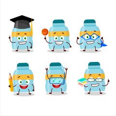 Canvas Print - School student of drink bottle cartoon character with various expressions