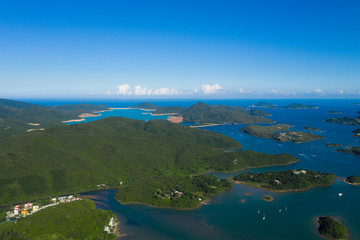 Top view of beautiful landscape island