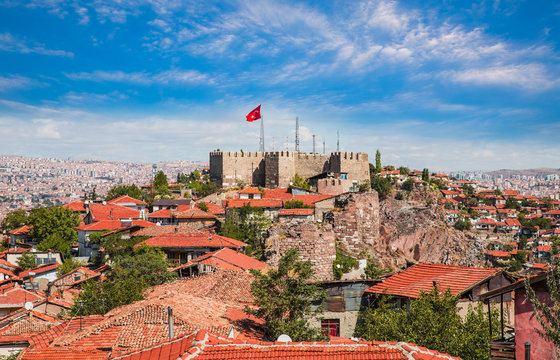 ankara is capital city of turkey - view of ankara castle and interior of the castle