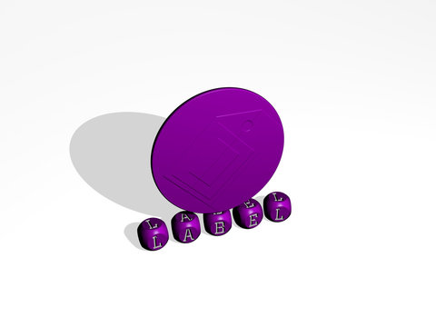 LABEL 3D icon over cubic letters - 3D illustration for design and background