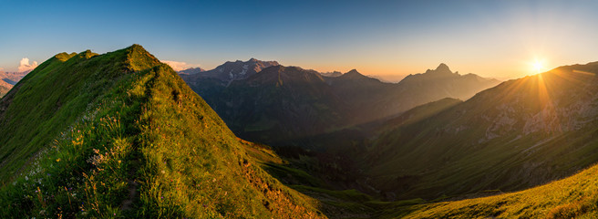 Wall Mural - Sunset tour in the Kleinwalsertal Allgau Alps