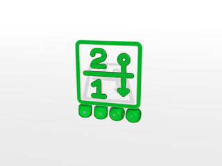 Poster - sort cubic letters with 3D icon on the top - 3D illustration for background and concept