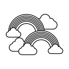 Sticker - cute rainbows with clouds weather line style