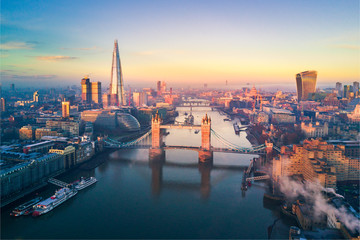 Fototapete - Aerial view of London and the Tower Bridge