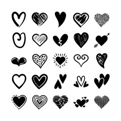 Canvas Print - bundle of hearts love set icons