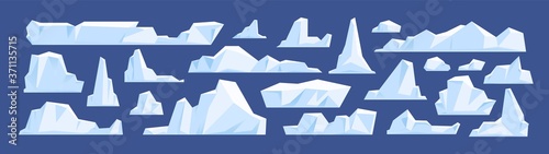 Cuadros en Lienzo Set of floating glacier, iceberg in north sea or arctic ocean