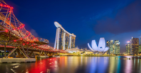 Sticker -  Marina Bay Sands at night the largest hotel in Asia.