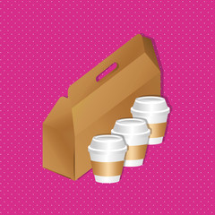 Canvas Print - mockup paper box nd cups coffee gradient style