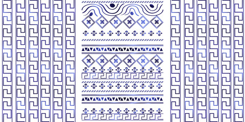 trendy stripes pattern Vector blue line hand drawn seamless