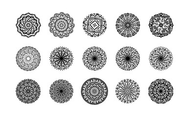 bundle of fifteen mandalas set icons