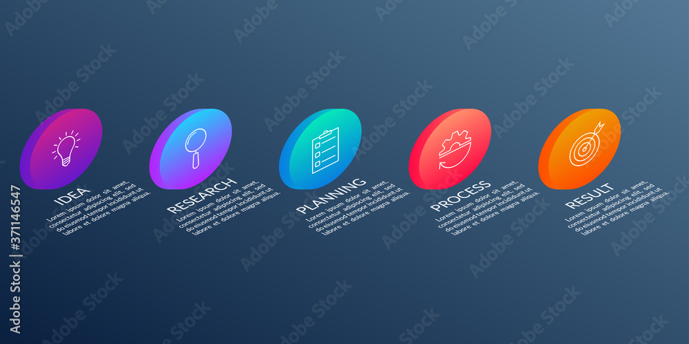 5 steps, option or levels info graphic design with five 3d or isometric ...
