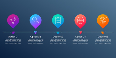 Poster - 5 steps, option or levels info graphic design with five business icons. modern elements for presenta