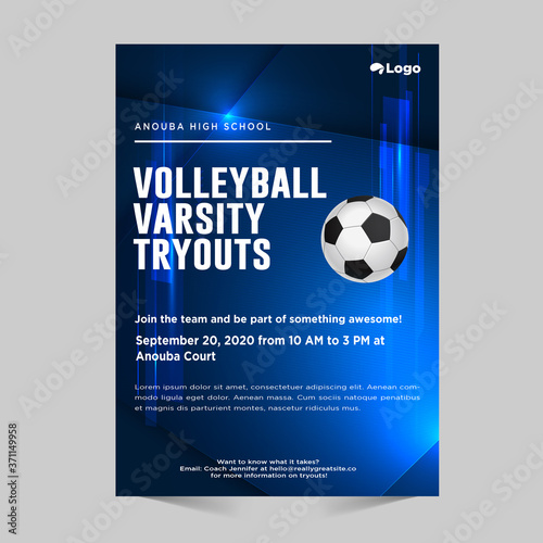 Soccer Sportive Team Game Flyer Poster Vector. Soccer Equipment Ball On Announcement Banner. National Or International Football Recreational Fun Event Color Concept Template Illustration © Nextin