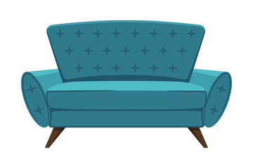 Sticker - Comfortable Sofa, Stylish Cozy Domestic or Office Furniture, Interior Design Element Flat Vector Illustration