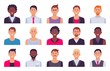 © Tartila - Men avatars. Male set person, collection guy character for social profile, illustration businessman student face, office stuff vector