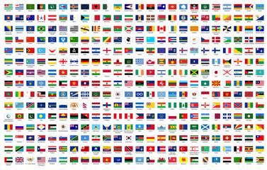 Wall Mural - All national flags of the world with names