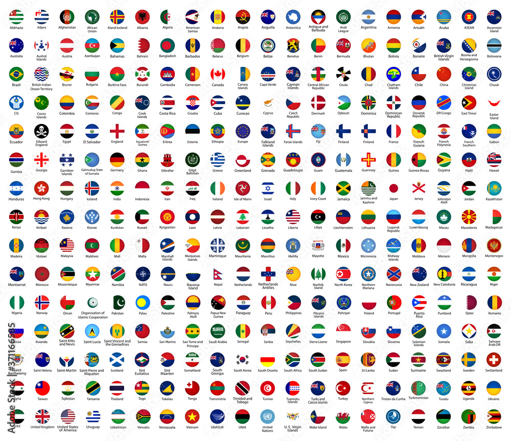 All national flags of the world with names icon Stock Vector | Adobe Stock
