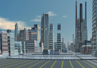 Wall Mural - 3d rendered futuristic alien city - 3d illustration