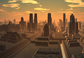Wall Mural - 3d rendered futuristic alien city - 3d illustration