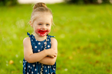 Canvas Print - girl with lipstick on her face